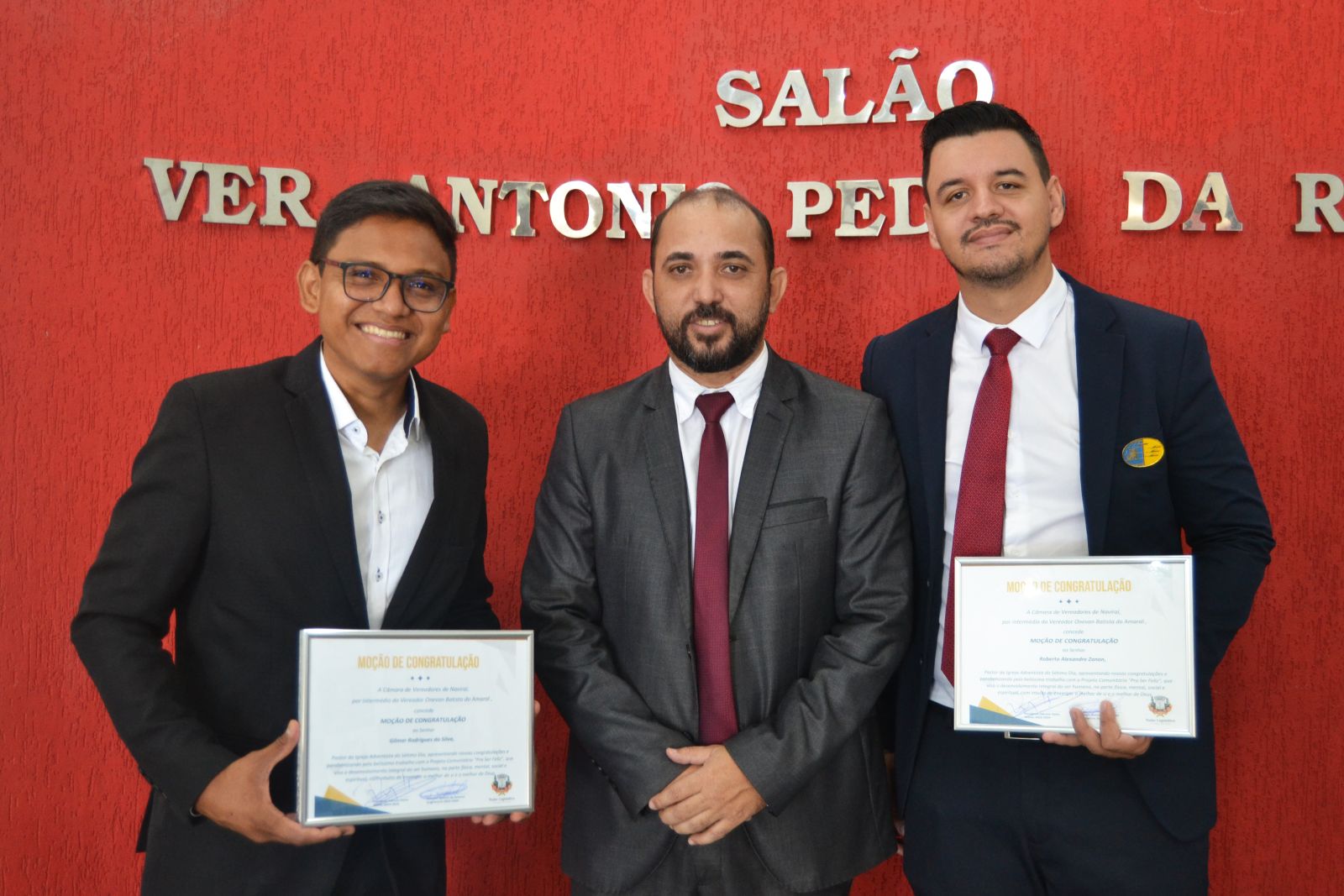 vereador Onevan Batista e Pastores Gilmar Rodrigues da Silva e Roberto Alexandre Zanon